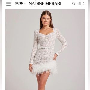 Nadine Merabi white embroidered lace with sequin dress
